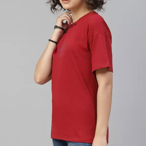 Camiseta de Algodón para Mujer, Estilo Urbano, Informal, Corte Regular, Color Sólido, Transpirable, Suave, Uso Diario, OEM, ODM, Logotipo Personalizado - Product Image 1