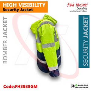Chaqueta de Seguridad de Alta Visibilidad de la Mejor Calidad, Chaqueta Bomber 100% Poliéster para Ropa de Seguridad en Verde - Product Image 3
