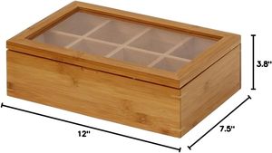 Boîte à épices en bois d'acacia, boîte à thé en bambou, 12 pouces, boîte à épices en bois naturel avec cuillère en bois - Product Image 5