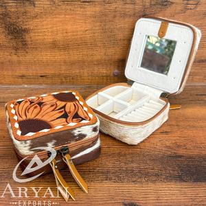 Caja de almacenamiento de joyería de cuero de vaca al por mayor joyería personalizada collar pendiente embalaje anillo de boda caja embalaje de joyería - Product Image 1