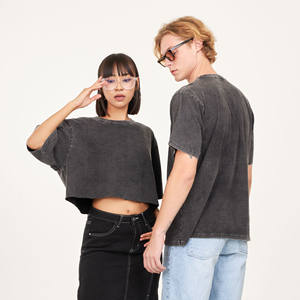 เสื้อผ้าฝ้าย100% สไตล์วินเทจฟอกสีธรรมชาติสำหรับผู้ใหญ่เหมาะกับชายและหญิงผ้าครอปแบบปรับแต่งได้ - Product Image 3