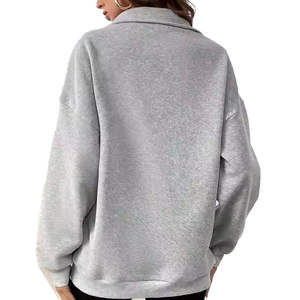 Sweat-shirt à fermeture éclair surdimensionné pour femmes en molleton personnalisé 1/4 Design lourd tricoté à fermeture éclair 1/4 - Product Image 4
