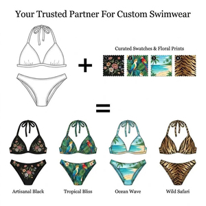 Women's Printed <b>Bikini</b> <b>Set</b> Halter Lace Up Tie Side Swimwear Spandex Polyester Stretch Fashion Beachwear - Product Image 2