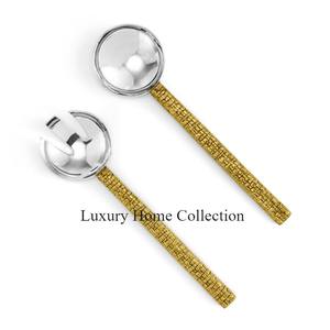 Ustensiles de cuisine couleur or ensemble de couverts de table haut et argent brillant poli forme ronde poignée en acier inoxydable couverts fournitures - Product Image 3