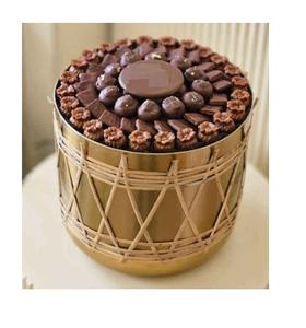 Cuenco de chocolate de hierro de alta calidad recubierto de polvo dorado con logotipo personalizado para servir empanadas de boda o fiestas - Product Image 1