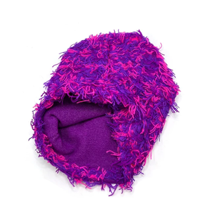 Nuevo gorro rojo peludo de punto personalizado, gorros cálidos de invierno, gorro desgastado de camuflaje azul pescador - Product Image 6