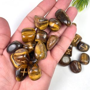 ชุด Rune Tiger Eye ขัดฮวงจุ้ยทำด้วยมือคริสตัลร่วงลงหินการทำนายนำพลังงานอัญมณีการทรงตัวทางจิตวิญญาณ - Product Image 4