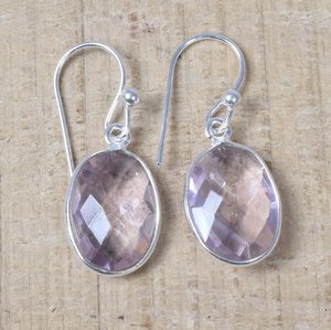 Boucles d'oreilles en améthyste taillée, argent sterling 925, bijoux en pierres précieuses faits à la main, cadeau pour femme, pierre de naissance de février - Product Image 5