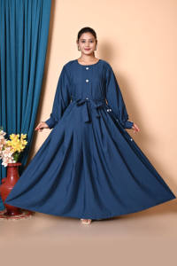 Burqa de mezcla de algodón con hiyab a juego, ropa islámica modesta de autodiseño para mujeres musulmanas, Vestido largo de estilo Dubái, traje de vestido Abaya - Product Image 5