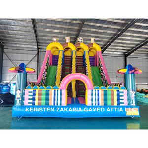 Tobogán Inflable Comercial de PVC de Gran Tamaño, Parque de Animales Inflable, Castillo Inflable de Dibujos Animados para Exteriores, Combo de Doble Carril - Product Image 1