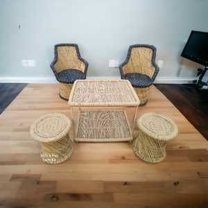 Super Deluxe Bamboo Cane Garden Patio <b>Cushion</b> <b>Chair</b> and Table Set Handicraft Outdoor Indoor Furniture for Lobby Lawn <b>Lounge</b> - Product Image 4