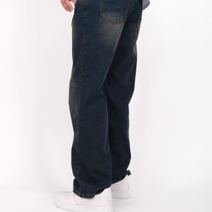 Élégant coupe ample 100% coton Denim Jeans unisexe doux tissu extensible bouton Fly classique High Street Design usage quotidien - Product Image 4