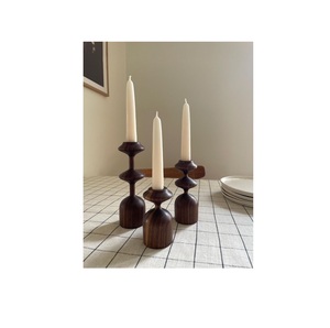 Exquisite wooden <b>candle</b> holder featuring refined details producing soft warm glow enhancing premium arrangements - Product Image 2