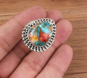 แหวนแต่งงานแบบมีหนามหอยนางรมธรรมชาติทำด้วยมือตั้งวงแหวนแต่งงาน925เงินสเตอริงวงกว้างสำหรับทั้งชายและหญิง - Product Image 2