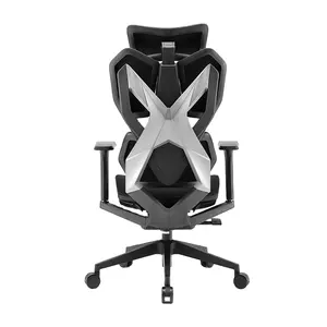 Silla de juegos de carreras de computadora negra X5C, silla elevadora de malla ergonómica con respaldo alto, estilo moderno con asiento cómodo