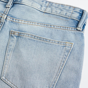 Veste en cuir rigide en denim 100% coton, coupe ample, fermeture éclair, bouton, taille mi-haute, lavage bleu clair, hiver - Product Image 6