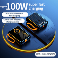 STW Beautiful Black Power Bank Batería 10000 Mah 100W Carga rápida Mini banco de energía de lujo portátil
