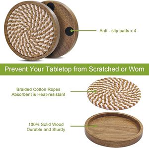 Royal Breaded Cotton Rope and Wooden <b>Table</b> <b>coaster</b> Hotel Restaurant <b>Table</b> Decorative Beaded <b>Coaster</b> and Gifted Use Item - Product Image 2