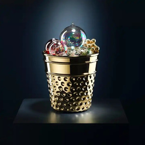 Seau à glace à champagne en métal plaqué or pour refroidisseur de bouteilles de bière et de vin Seaux à glace faits à la main - Product Image 2