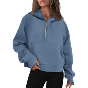 Nouvel arrivage Vente chaude Sweat à capuche confortable imprimé pour femmes Sweat à capuche tendance pour femmes Sweat à capuche à demi-fermeture éclair pour femmes - Product Image 1