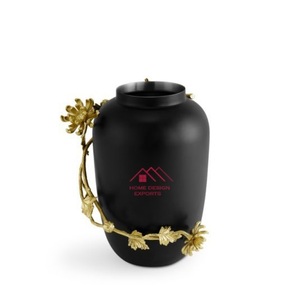 Decoraciones para el hogar Boda Decorativo Calidad estándar Precio al por mayor Florero de hierro Capa de polvo negro Diseño de flores - Product Image 2