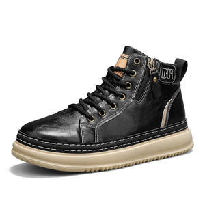 Botas de Senderismo Midi Cómodas de Cuero Genuino Antideslizantes y Resistentes al Desgaste para Hombre, para Todas las Estaciones, Trabajo, Senderismo al Aire Libre - Product Image 1