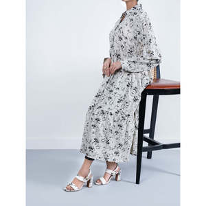 Robe en coton ADAH imprimée, coupe classique, style élégant et décontracté pour femme de bureau, respirante, longueur genou, taille basse, idéale pour les mariages et les fêtes - Product Image 3