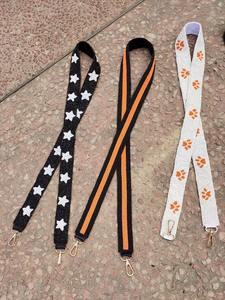 Sangle de sac à main perlée en nickel, motif à carreaux rose et blanc, pour le jour du match universitaire du Texas, sangle de remplacement transparente pour sac à main, 100% haute qualité - Product Image 6