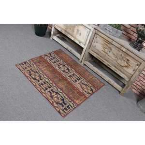 Tapis turc, petit tapis de 2,7 x 3,2 pieds, tapis vintage en laine rouge camouflage - Product Image 4