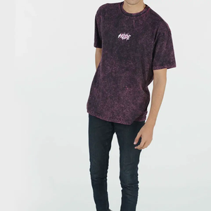 T-shirt décontracté vintage délavé à l'acide pour homme 100% coton Taille plus grande Épaule tombante Style streetwear lourd - Product Image 5
