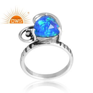 Anillo de Ópalo Verde Sintético Natural de Plata de Ley 925, Última Moda, Fabricación de Joyería Personalizada - Product Image 1