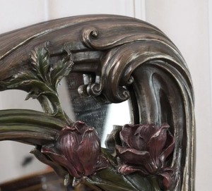 Miroir Art Nouveau Floral : Décoration Murale en Verre Cristal Vintage - Product Image 2