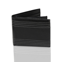 Dompet lipat kulit asli untuk pria, dompet lipat dua kulit asli dengan fitur RFID, desain ramping, penutup terbuka, tahan lama, dompet kartu kanvas