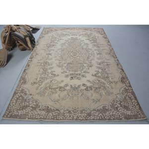 Classic Beige Brown 5.6 X 9 ft Vintage Turkish <b>Rug</b> Wool Large Area Patchwork for Hallway Bedroom Latex Perfect <b>Bedside</b> <b>Rug</b> - Product Image 1