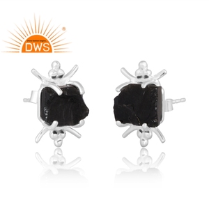 Pendiente de piedra preciosa de obsidiana negra Natural de Plata de Ley 925, joyería personalizada para mujer, regalo para ella - Product Image 3
