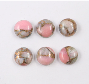 Naturel Rose Opale Cuivre Forme Ronde Flatback Cabochon Calibré Gemme Bijoux Anneaux Pendentif Pierre De Naissance Fournisseur En Gros - Product Image 5