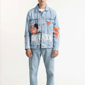 Venta al por mayor barato última venta caliente de lujo de mezclilla de algodón de los hombres hacer chaqueta de mezclilla para los hombres - Product Image 1