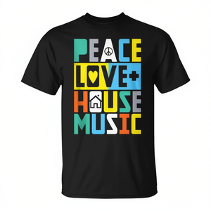 T-shirt imprimé Peace Love House Music, style Festival EDM Techno - Product Image 2
