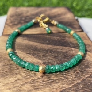 Pulsera de Cuentas de Esmeralda Natural Genuina, Piedra de Nacimiento de Mayo, Joyería de Piedras Preciosas Sueltas, Origen Zambia, Certificada por Terceros, Moda con Cuentas - Product Image 2