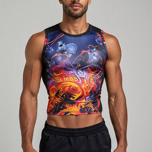 Sublimación Crop Tops Hombres Sin mangas Verano Tops cortos Ropa deportiva Correr Jogging Tank Tops Hombres - Product Image 3