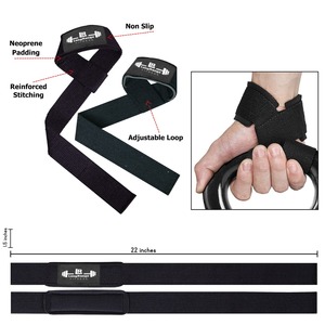 Sangles de musculation en coton longues portées avec support de poignet pour levée de barres et entraînement en salle de sport - Product Image 6