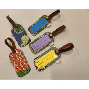 Ensemble de 5 étiquettes de bagages écologiques, élégantes, personnalisées, imperméables, impression de logo personnalisé, motif floral, microfibre synthétique - Product Image 1