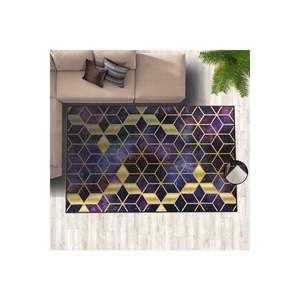Alfombra con estampado Digital hecho a mano con temática de Galaxia Dorada púrpura, sala de estar alfombra para, patrón rectangular abstracto para decoración de pasillo y coche - Product Image 3