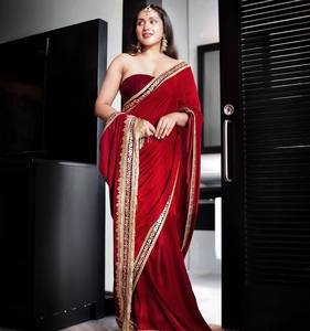 Diseño de seda suave Sari bordado secuencia trabajo estilo tradicional boda fiesta desgaste para mujeres indio pakistaní desgaste sari. - Product Image 1