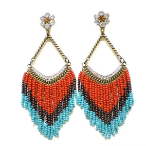 Customized seed beaded embroidery <b>handmade</b> <b>earring</b> for girls hole sale best price from India - Product Image 1