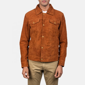 2025 veste en cuir marron Bomber veste pour hommes Bomber veste en cuir marron personnalisé manches en cuir entièrement personnalisé - Product Image 1