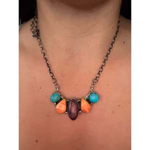 Collier Antionette Martinez en turquoise et pierres multicolores avec motif géométrique en argent sterling - Product Image 2