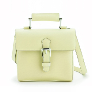 Cartable en cuir rose pastel italien mignon avec matériel argenté-Design italien simple et minimaliste - Product Image 3