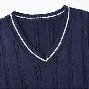 2025 new arrival slim fit knitted v neck streetwear <b>sleeveless</b> unisex custom winter <b>cardigan</b> style pullover <b>men's</b> sweater vests - Product Image 4