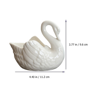 Maceta Cisne Planta Cerámica Suculenta Animal Flor Estatuilla Estatua Cactus Pequeño Contenedor Decoración del hogar Adornos - Product Image 5